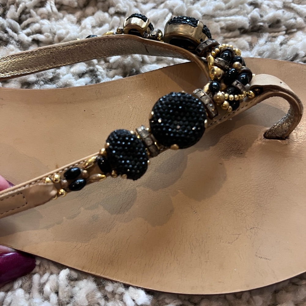 Capri Sandals made on the Isle of Capri Italy with leather and black and gold